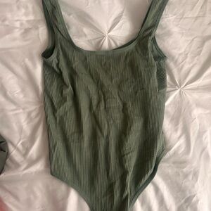 Green Ribbed One Piece